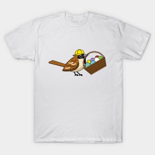 Funny Cute Bird with Colorful Eggs Basket T-Shirt